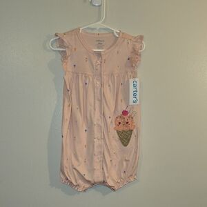 Carter's Light Pink Romper with Ice Cream Design LOT S